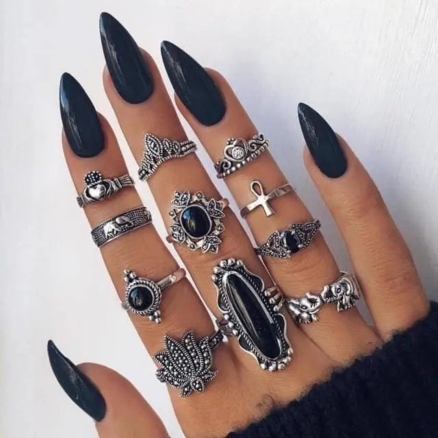 Gothic Bohemian 11-pcs Midi Rings Set EG206 - Egirldoll