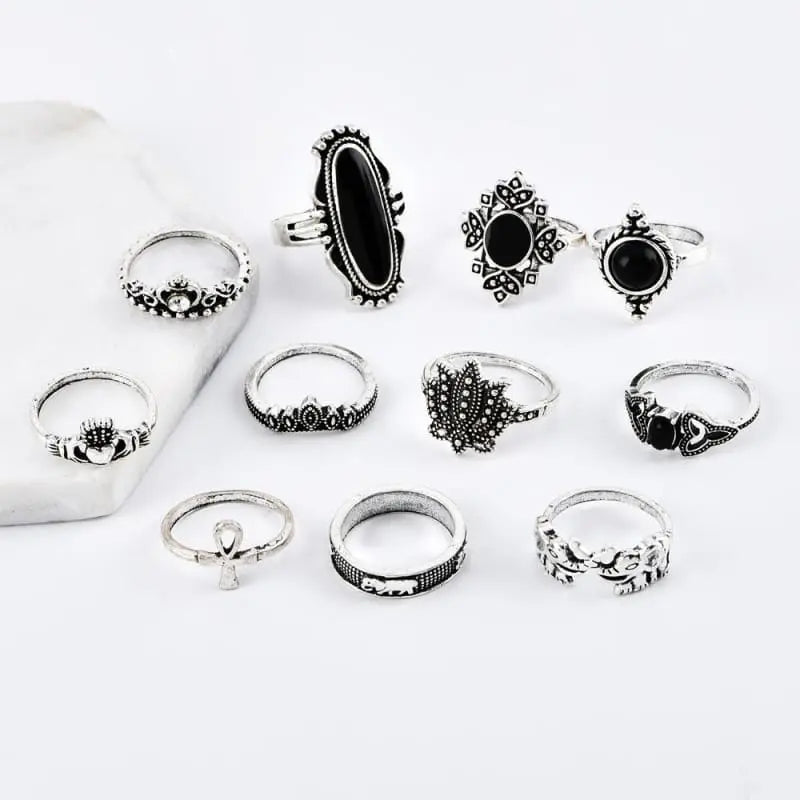 Gothic Bohemian 11-pcs Midi Rings Set EG206 - Egirldoll