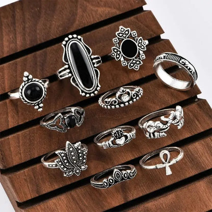 Gothic Bohemian 11-pcs Midi Rings Set EG206 - Egirldoll