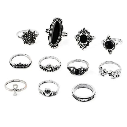 Gothic Bohemian 11-pcs Midi Rings Set EG206 - Egirldoll