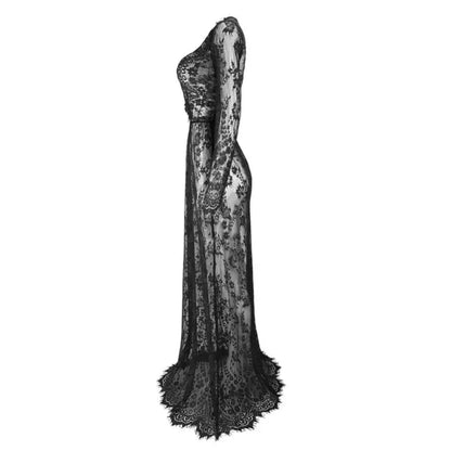 Gothic Bohemian Sexy Lace V-Neck Long Maxi Dress EG0076 - Egirldoll