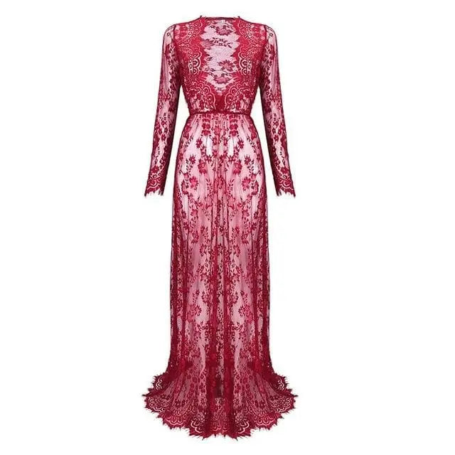 Gothic Bohemian Sexy Lace V-Neck Long Maxi Dress EG0076 - Egirldoll