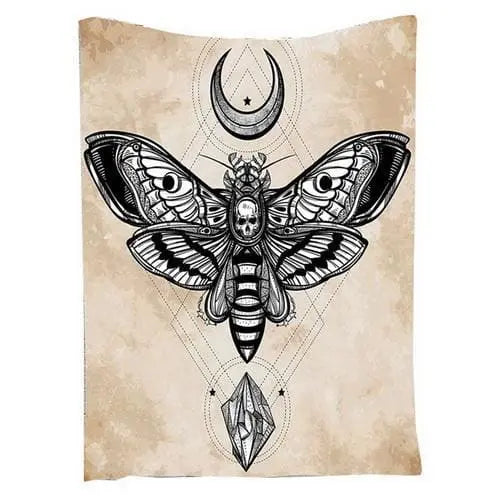 Gothic Bohemian Skull Moth Wiccan Moon Horn Wall Tapestry Home Decor EG0077 - Egirldoll