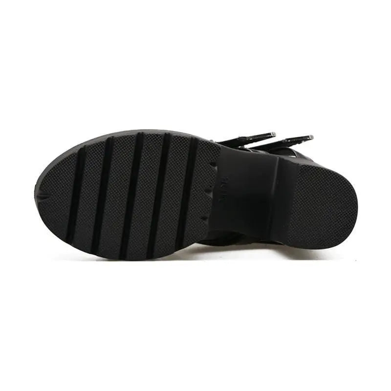 Gothic Buckle Leather Ankle Platform Boots EG407 - Egirldoll