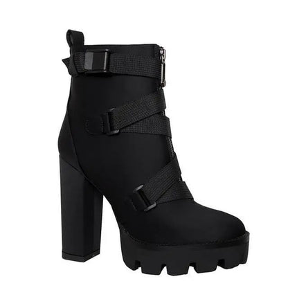 Gothic Buckle Straps Platform Boots EG0084 - Egirldoll