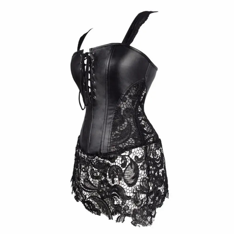 Gothic Burlesque Steampunk Leather Lace Corset Bustier EG0087 - Egirldoll