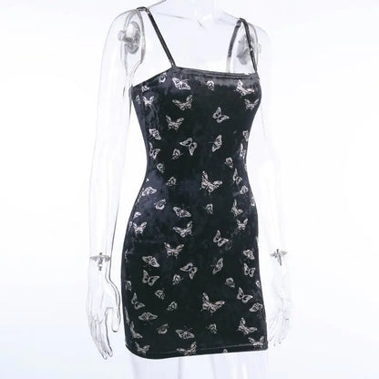 Gothic Butterfly Bodycon Sleeveless Mini Dress EG277 - Egirldoll