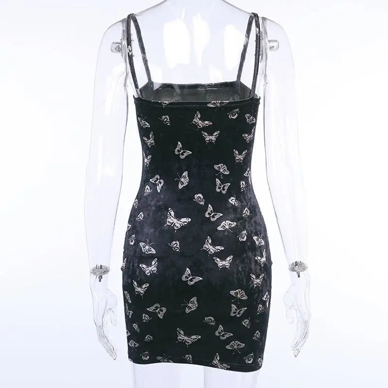 Gothic Butterfly Bodycon Sleeveless Mini Dress EG277 - Egirldoll