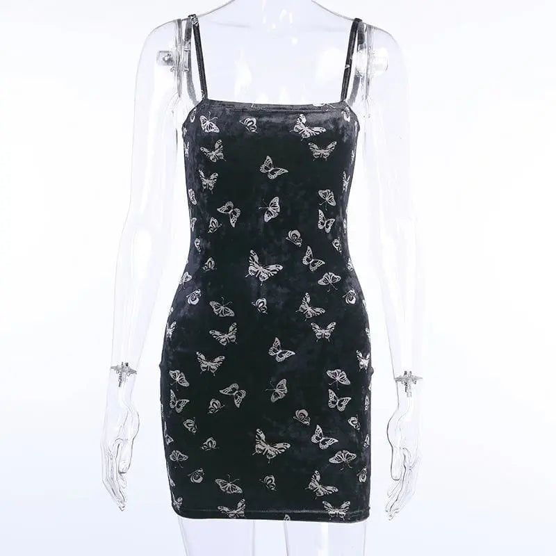 Gothic Butterfly Bodycon Sleeveless Mini Dress EG277 - Egirldoll