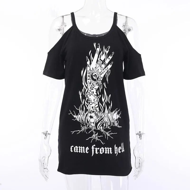 Gothic CAME FROM HELL Cold Shoulder Top EG205 - Egirldoll