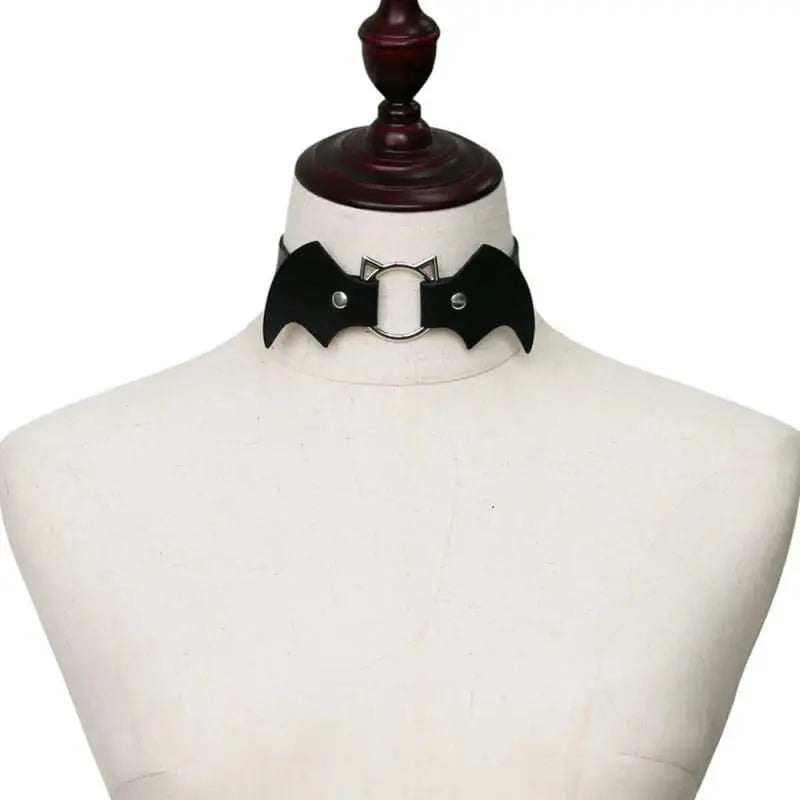 Gothic Cat Bat Faux Leather Choker Necklace (Available in 16 colors) EG14579 - Egirldoll