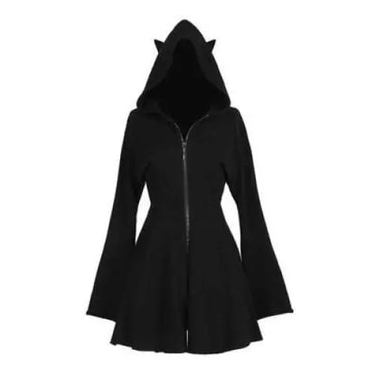 Gothic Cat Ears Zipper Hoodie Dress EG15215 - Egirldoll