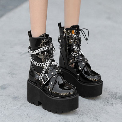 Gothic Chain Black Boots ON163 - Egirldoll