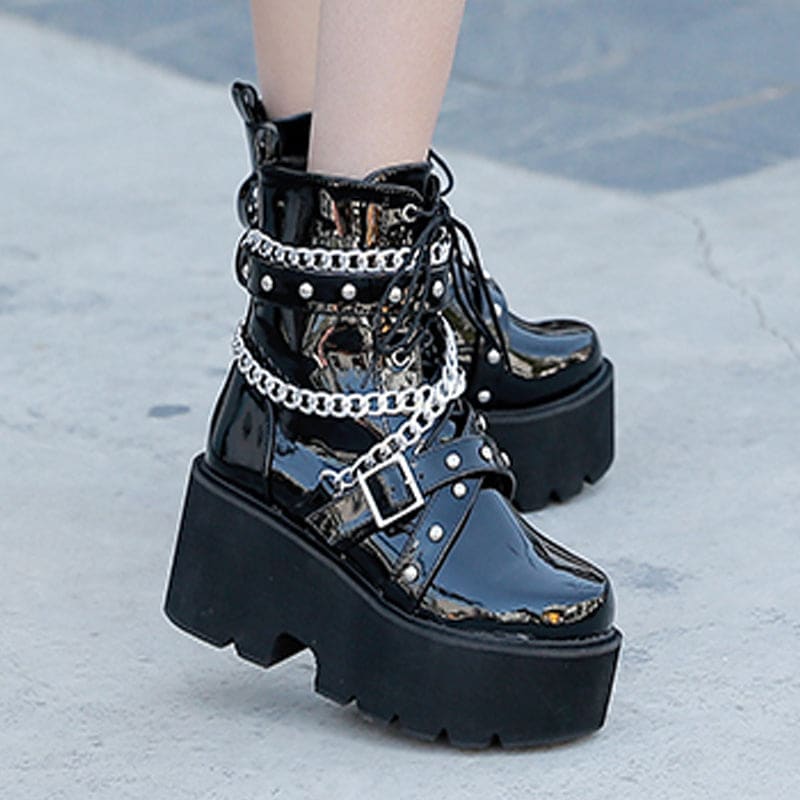 Gothic Chain Black Boots ON163 - Egirldoll