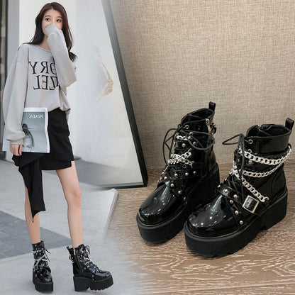 Gothic Chain Black Boots ON163 - Egirldoll