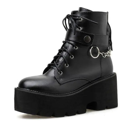 Gothic Chain Strap Lace Up Platform Boots EG006 - Egirldoll