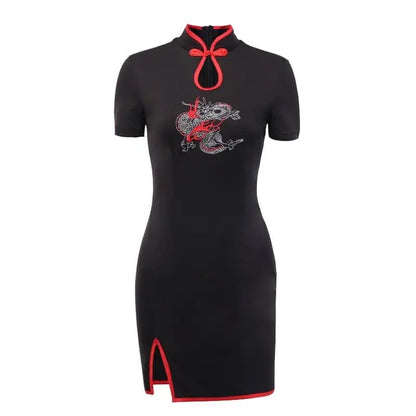 Gothic Cheongsam Dragon Mini Dress EG203 - Egirldoll