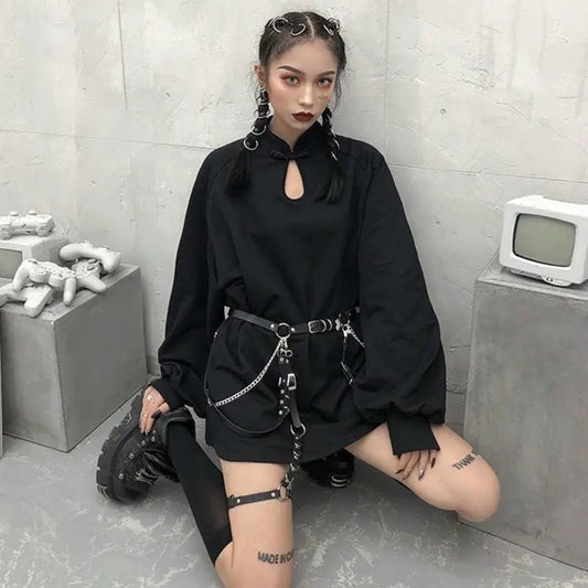 Gothic Cheongsam Style Loose Shirt Dress EG0110 - Egirldoll
