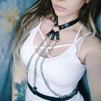 Gothic Choker Chain Waist Harness EG0114 - Egirldoll