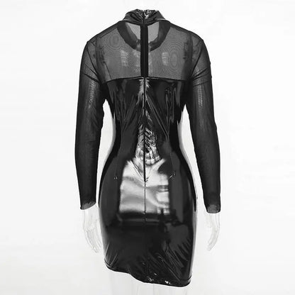 Gothic Clubwear PU Mesh Bodycon Dress EG325 - Egirldoll