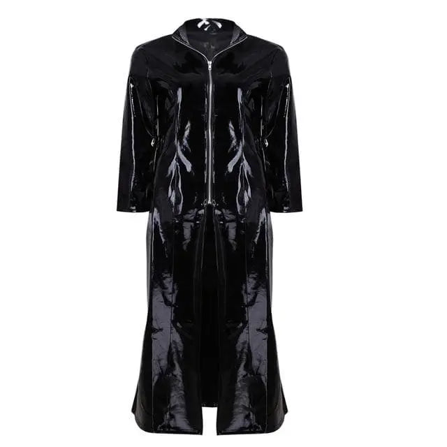 Gothic Clubwear PVC Leather Long Coat EG0123 - Egirldoll