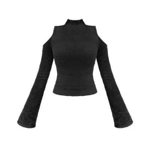 Gothic Cold Shoulder Flare Sleeves Pullover Top EG0126 - Egirldoll
