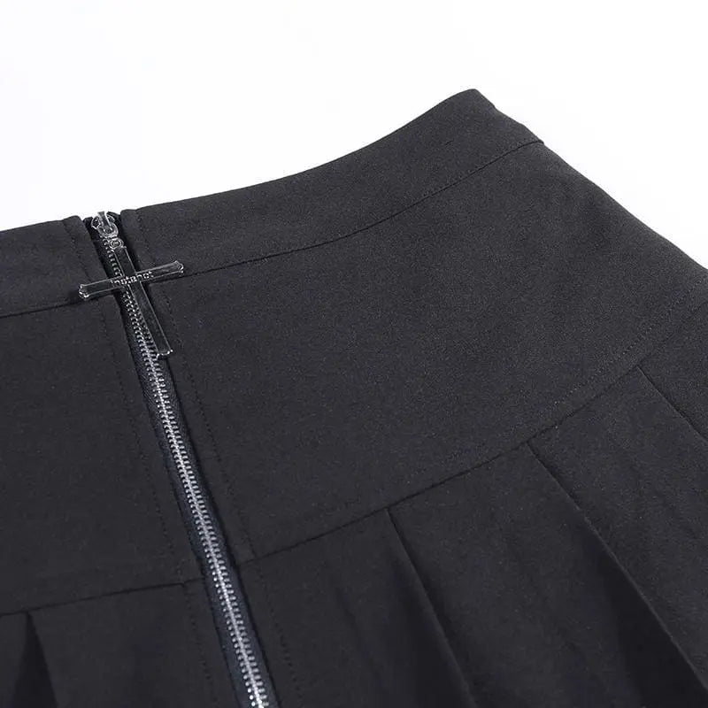 Gothic Cross Zipper Pleated Mini Skirt EG0140 - Egirldoll