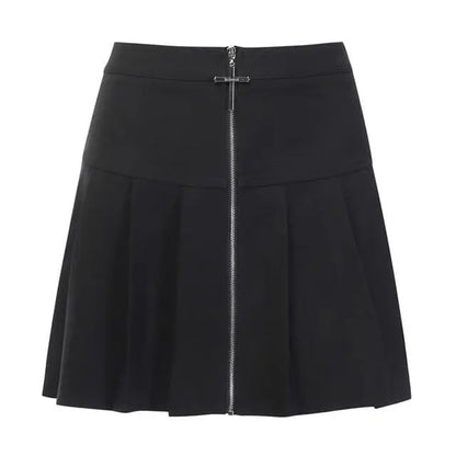 Gothic Cross Zipper Pleated Mini Skirt EG0140 - Egirldoll