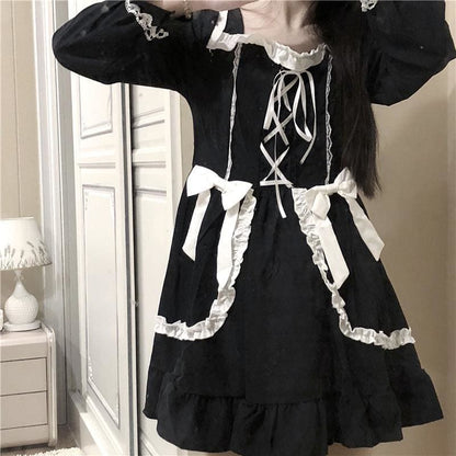 Gothic Cute Girl Bow Tie Dress EG271 - Egirldoll