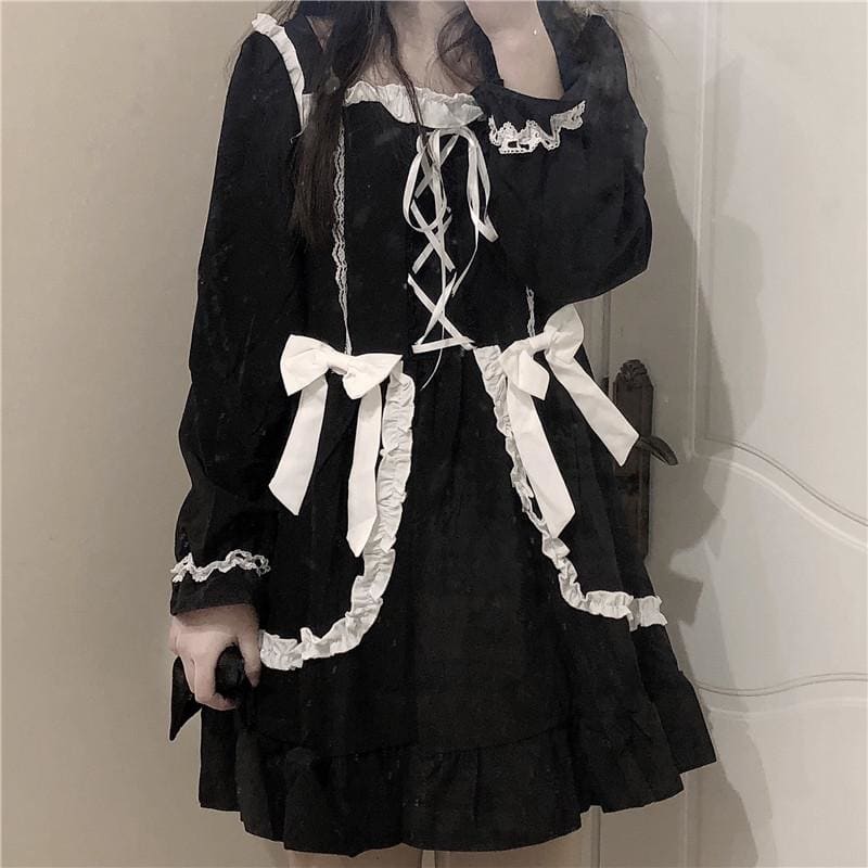 Gothic Cute Girl Bow Tie Dress EG271 - Egirldoll