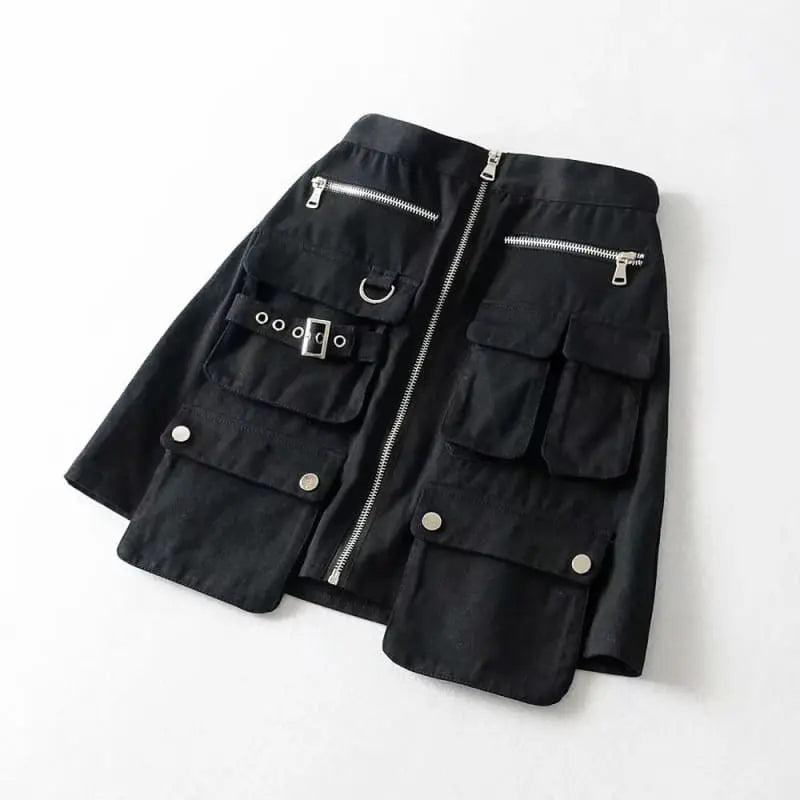 Gothic Cyberpunk Cargo Zipper Mini Skirt EG0144 - Egirldoll