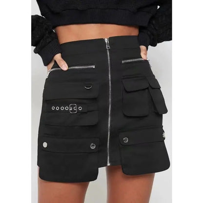 Gothic Cyberpunk Cargo Zipper Mini Skirt EG0144 - Egirldoll