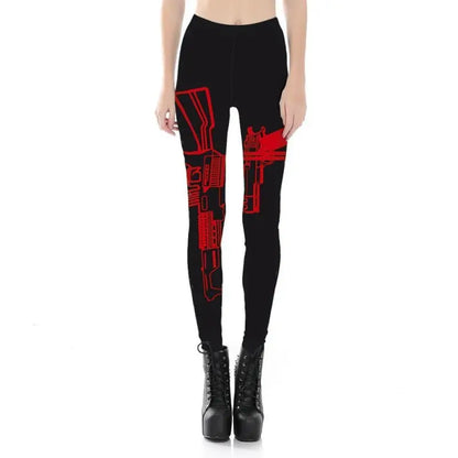 Gothic Cyberpunk Machine Gun Print Leggings EG0149 - Egirldoll