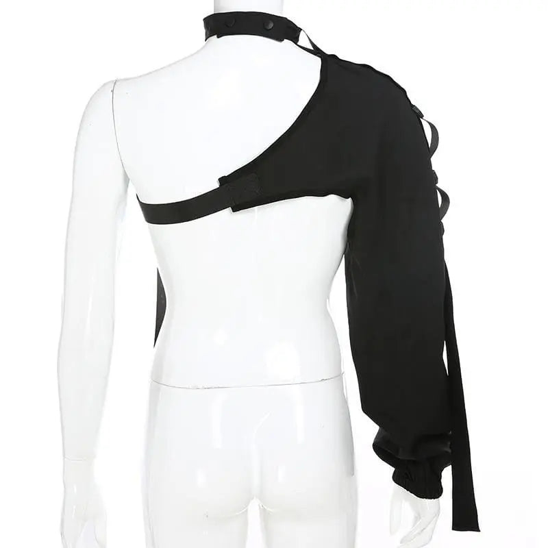 Gothic Cyberpunk Streetwear Reflective One Shoulder Sleeve Outerwear (Available in 3 colors) EG381 - Egirldoll