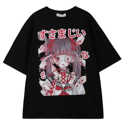 Gothic Dark Yami Kawaii Eyepatch Doll Oversized Shirt EG0160 - Egirldoll