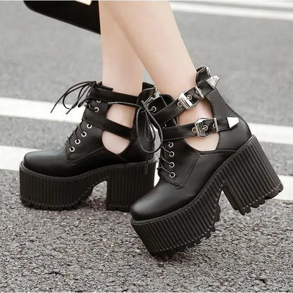 Gothic Double Ankle Strap Platform Shoes EG0165 - Egirldoll