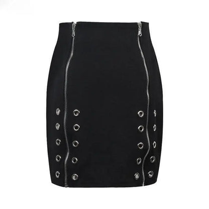 Gothic Double Zipper High Waist Skirt EG0172 - Egirldoll