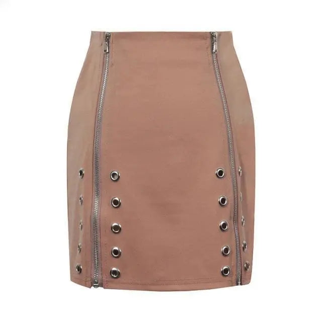 Gothic Double Zipper High Waist Skirt EG0172 - Egirldoll