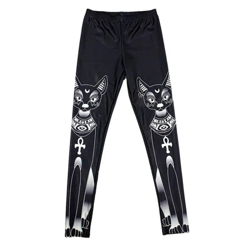 Gothic Egyptian Moon Cat Ankh Leggings EG0177 - Egirldoll