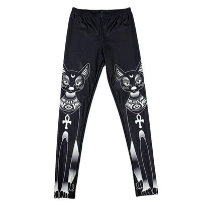 Gothic Egyptian Moon Cat Ankh Leggings EG0177 - Egirldoll