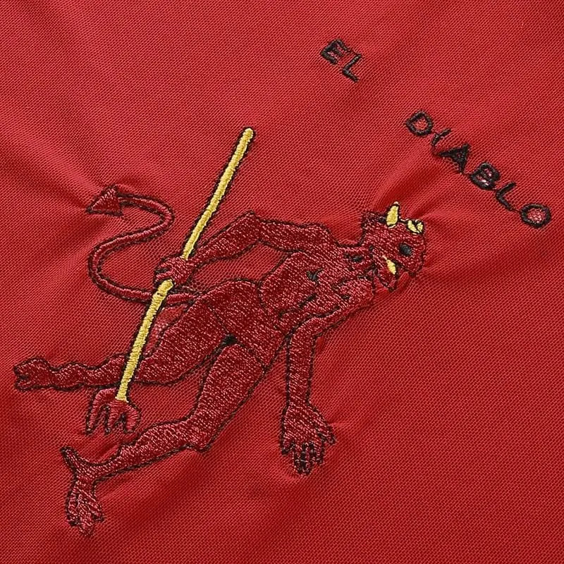 Gothic EL DIABLO Red Devil Embroidery Mesh Top EG0178 - Egirldoll