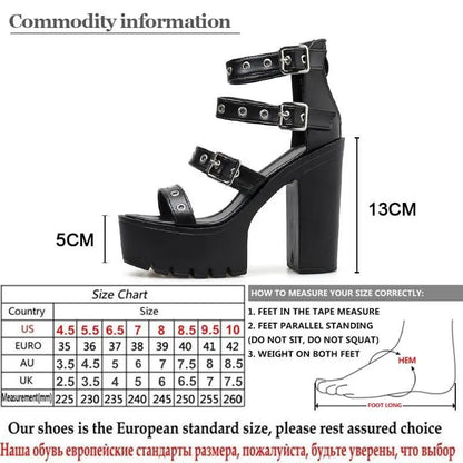 Gothic Eyelet Straps Platform Sandals EG0187 - Egirldoll