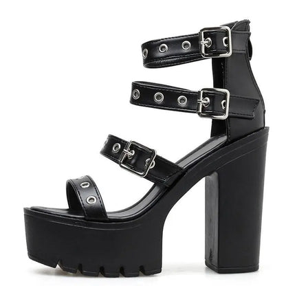 Gothic Eyelet Straps Platform Sandals EG0187 - Egirldoll