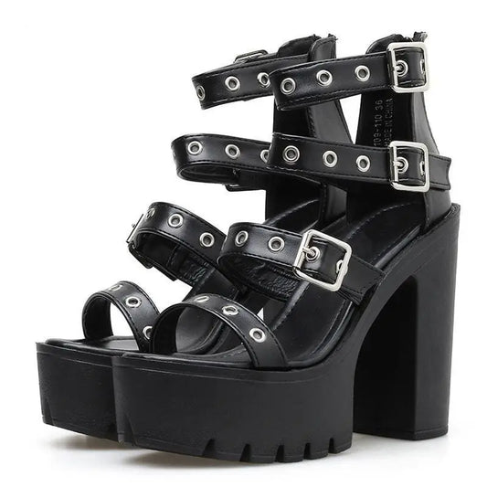 Gothic Eyelet Straps Platform Sandals EG0187 - Egirldoll