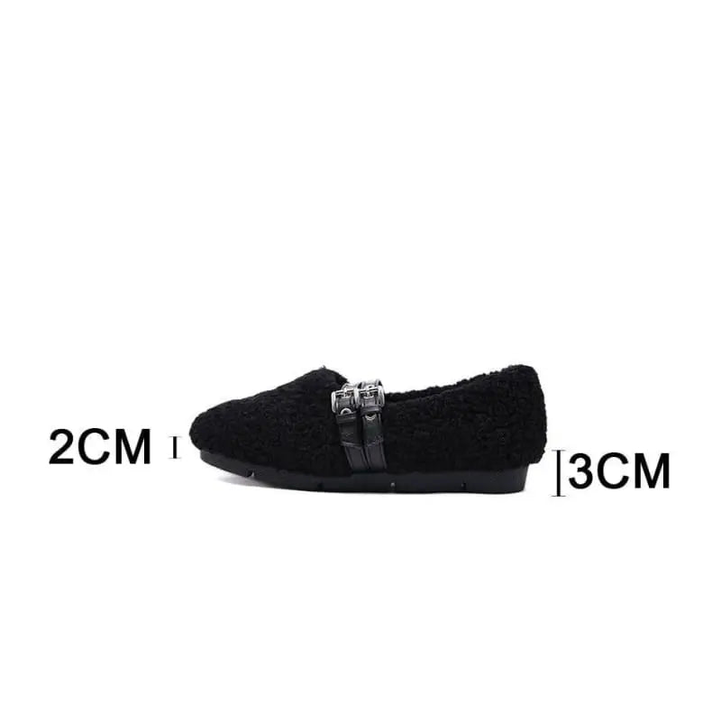 Gothic Faux Fur Grommet Straps Flat Shoes EG0190 - Egirldoll