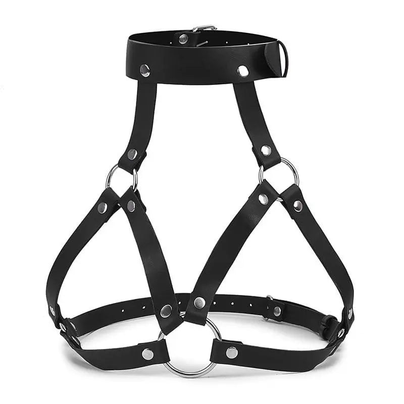 Gothic Faux Leather Choker Chest O-Ring Harness EG521 - Egirldoll