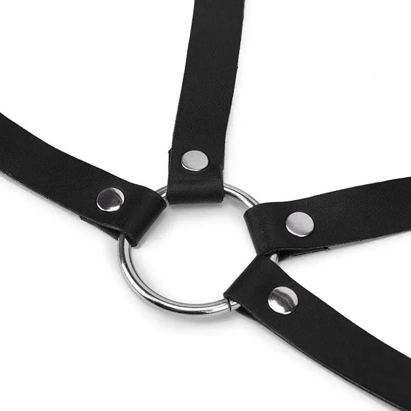 Gothic Faux Leather Choker Chest O-Ring Harness EG521 - Egirldoll