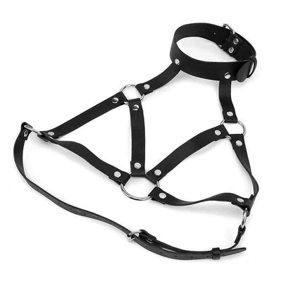 Gothic Faux Leather Choker Chest O-Ring Harness EG521 - Egirldoll