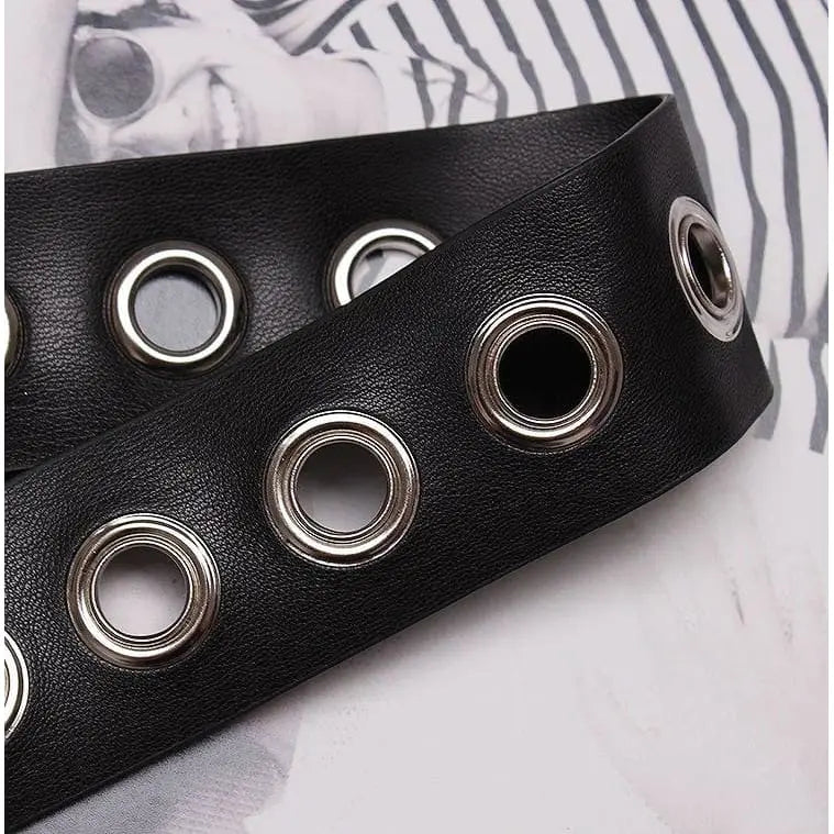 Gothic Faux Leather Eyelet Extra Long Belt EG0195 - Egirldoll