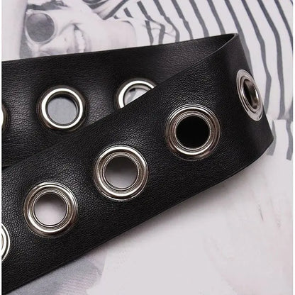 Gothic Faux Leather Eyelet Extra Long Belt EG0195 - Egirldoll